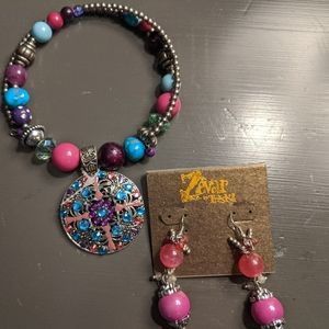 Beaded choker and earrings